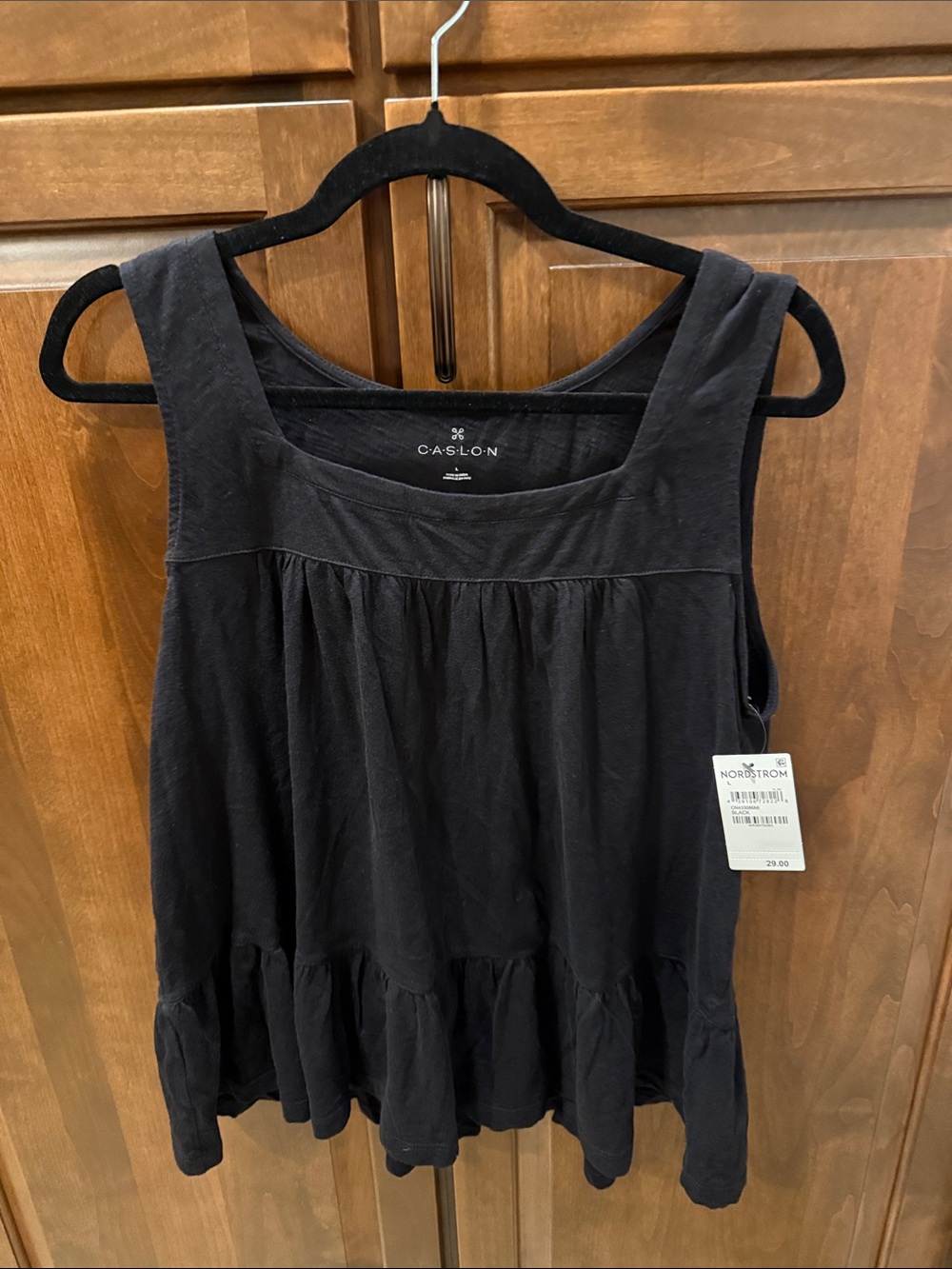 Caslon Black Square-Neck Ruffle-Hem Tank - NWT